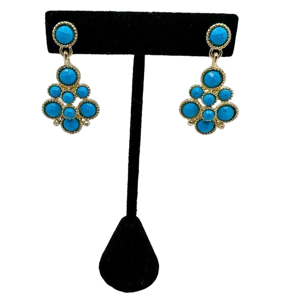 Turquoise and gold tone chandelier post earrings
